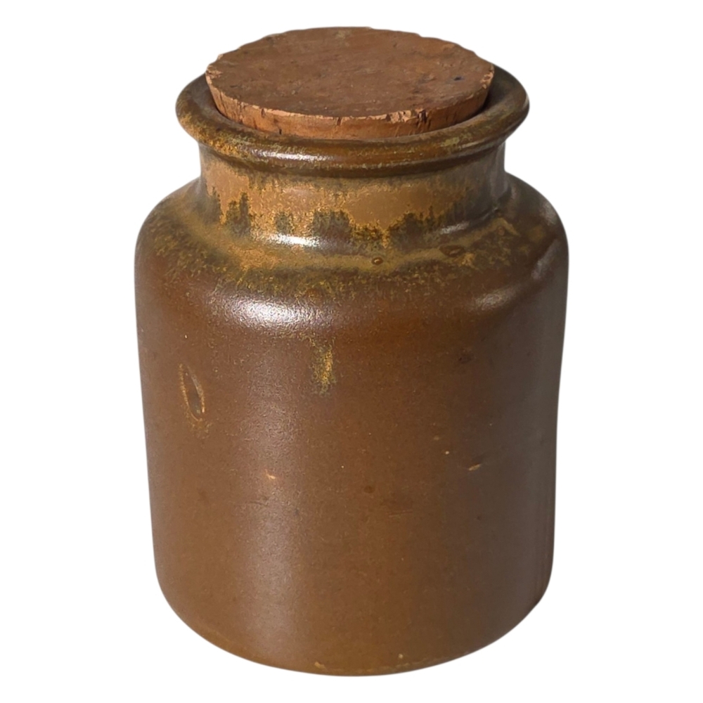 Stoneware ANTIQUED Apothecary Jar with Cork EUC